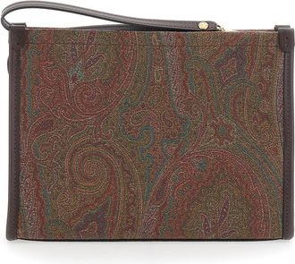 Etro Womens Clutch Arnica Brown Cotton Bags