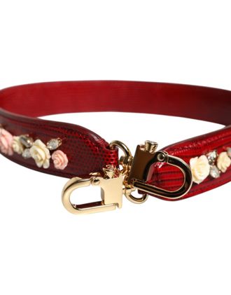 Dolce & Gabbana Floral-Embellished Calf Shoulder Bag Strap - Red