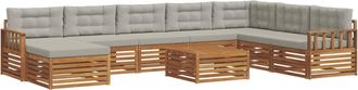 vidaXL Conjunto De Sof&aacute;s De Exterior 9 Uds. Gris Natural Y Claro Vidaxl