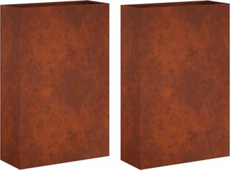 vidaXL Macetero De Jard&iacute;n 2 Uds. Oxidado 40 X 20 X 75 Cm Acero Oxidado Vidaxl