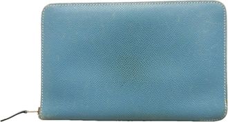 Herm&egrave;s Blue Jean Epsom Leather Long Wallet (Bi-Fold) (Pre-Owned)