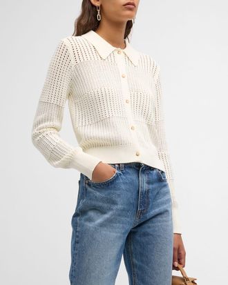 Frame Denim Shrunken Crochet Cardigan