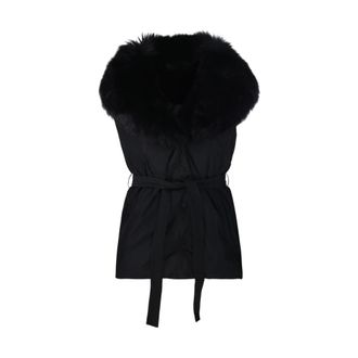 Yves Salomon Gilet 75 cm - Dames - Jassen - Zwart - Maat: S