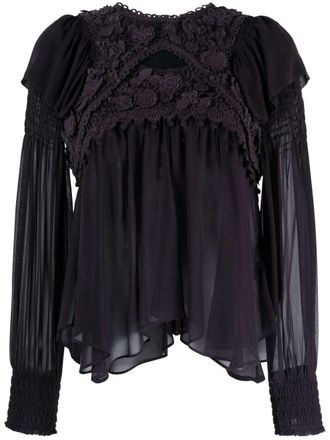 Isabel Marant Rokia blouse met kant - Zwart
