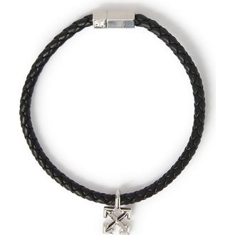 Off-white Mens Arrow Black Leather Bracelet at Nordstrom, Size Large