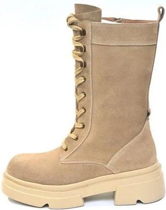 Emanuelle Vee Hero Veterlaars - Dames - Veterlaarzen - Beige - 39 EU - Leer - Schoenen