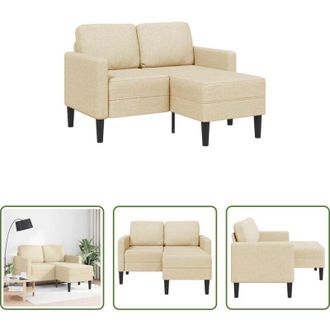 vidaXL Divano 2 posti - Divano 2 Posti con Chaise longue a L Crema 125 cm in Tessuto