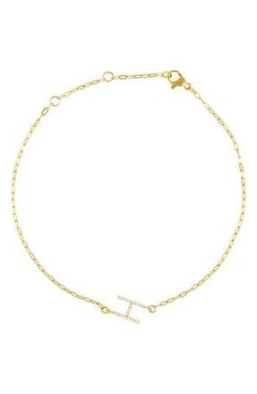 Adornia Pavé Cubic Zirconia Initial Anklet in Gold-H at Nordstrom Rack