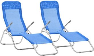 vidaXL Tumbonas plegables 2 unidades textilene azul Vidaxl