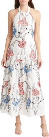 Milly Hayden Floral Embroidered Dress In White Multi