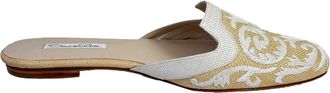 Oscar De La Renta Oscar De La Renta geborduurde muiltjes in beige raffia