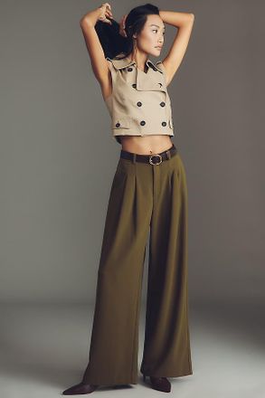Maeve The Avery Wide-Leg Pleated Trousers by Maeve Pants