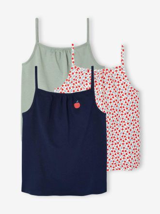 Vertbaudet 3er-Pack M&auml;dchen Tr&auml;gertops BASICS salbeigr&uuml;n