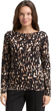 Tom Tailor Langarmshirt TOM TAILOR, Damen, Gr. XL, braun sparkle design, Single Jersey, Obermaterial: 48% Baumwolle, 47% Modal, 5% Elasthan, gemustert, regular f