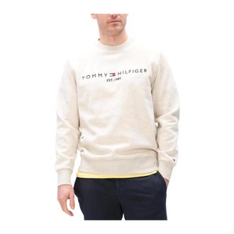 Tommy Hilfiger Hoodies & sweatvesten, Heren, Beige, S, Katoen, Logo Sweatshirt