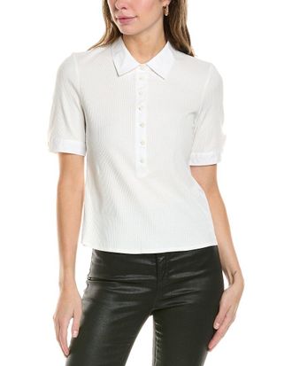 Rag & Bone Rag & Bone Ribbed Mix Media Polo Shirt