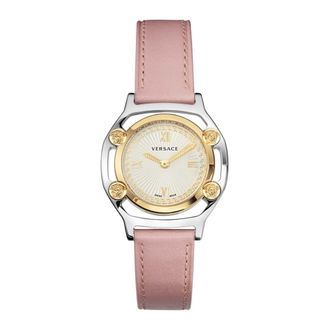 Versace Accessoires, Dames, Roze, ONE Size, Leer, Elegant Horloge