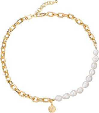Eyecandy LA Eye Candy La Pearl Grace Double Chain Pendant Necklace
