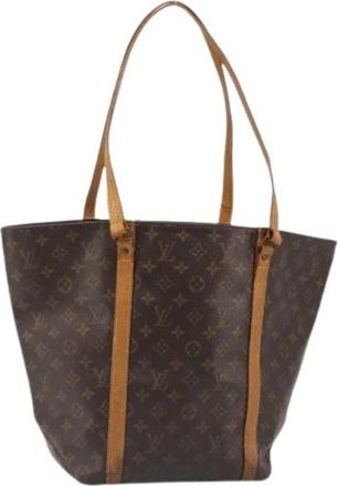 Louis Vuitton Pre-owned Monogram Canvas Tote Bag - Dames - Vintage Shopper - Bruin - ONE Size - Leer - Vintage