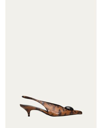 Proenza Schouler Dome Slash 20MM Python-Embossed Leather Slingback Pumps