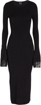 8 by YOOX VISCOSE BLEND FRINGED KNIT MIDI DRESS