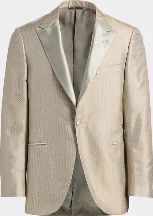 Canali Men & apos;s Silk Chevron Satin Peak Lapel Tuxedo Jacket