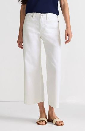 Lands End Recover Denim High Rise Wide Leg Crop Jeans in White at Nordstrom, Size 26W