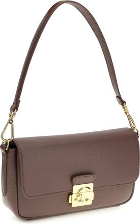 Coccinelle Womens C-Me Lock Medium Shoulder Bag Berry Calf Leather Bos Taurus