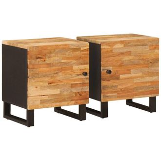 vidaXL Bedside Cabinet 2 pcs Brown 40 x 33 x 46 cm Solid Mango Wood vidaXL