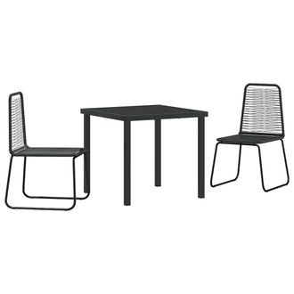 Berkfield Home 3 Piece Garden Dining Set Black Poly Rattan