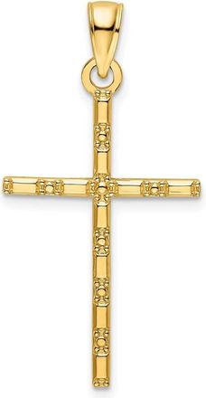 Diamond2Deal 14k Yellow Gold Polished Beaded Cross Pendant