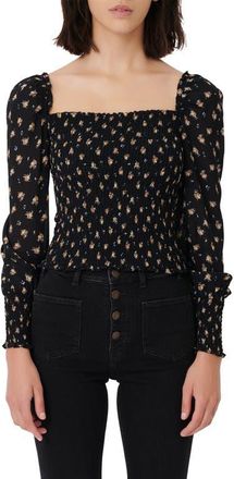 Maje Floral Smocked Top in Multicolor at Nordstrom, Size 3