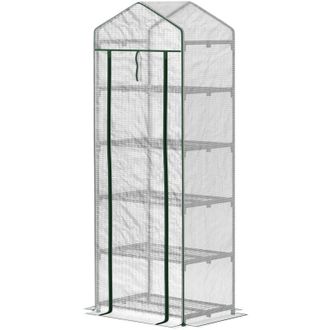 OEM Invernadero De Jard&iacute;n, Invernadero De Balc&oacute;n, Invernadero De 5 Niveles, 0,69 X 0,49 X 1,93 M, Estructura De Acero, Cubierta De Pe Extra&iacute;ble, Blanco -c