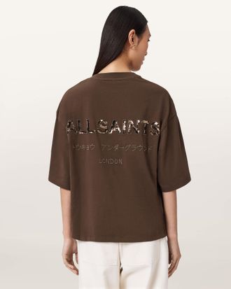 AllSaints Cotton Amelie Oversized Underground T-Shirt, Size: XS