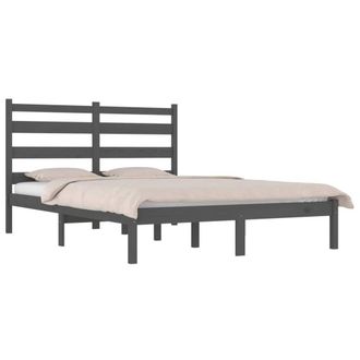 Berkfield Home Beautiful Bed Frame Grey Solid Wood Pine 200x200 cm