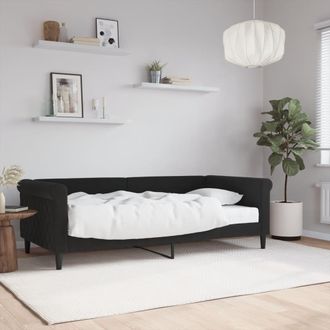 vidaXL Sof&aacute; Cama Con Colch&oacute;n Terciopelo Negro 90x190 Cm Vidaxl