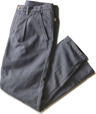 Marine Layer Rowan Pleated Cotton & Linen Trousers in India Ink at Nordstrom, Size 33 X 32