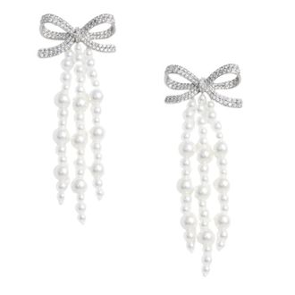 Self Portrait Pearl Crystal Cluster Earrings - Dames - Oorbellen - Grijs - ONE Size - Accessoires