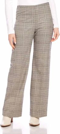 Karen Kane Shelby Sequin Wide Leg Pants In Dark Tan Plaid