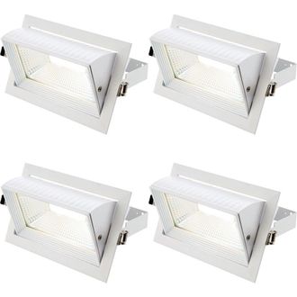 Loops 4 PACK Fully Adjustable Ceiling Downlight - 35W Cool White LED - Matt White