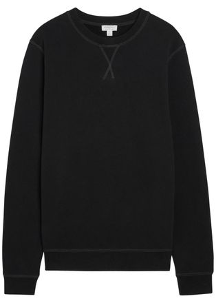 Sunspel Crew-neck Cotton Sweatshirt - Black - XL
