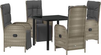 vidaXL Garden Dining Set with Cushion 5 pcs Grey Poly rattan Vidaxl