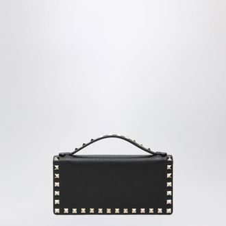 Valentino Garavani Black Rockstud Leather Wallet with Chain