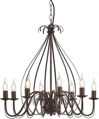 QAZQA Rústico Lámpara de araña clásica marrón óxido 8 luces - Giuseppe Acero Redonda Adecuado para led Max. 8 x 10 Watt - Qazqa