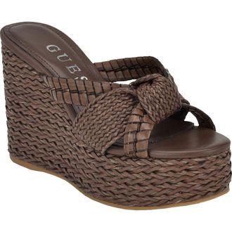Guess Eveh Platform Wedge Sandal in Medium Brown 210 at Nordstrom Rack, Size 5.5