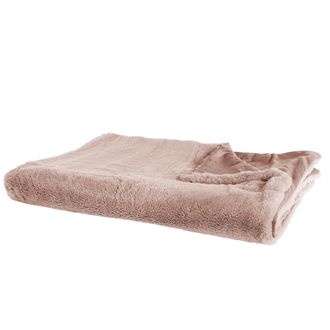 Beliani Manta De Tejido De Poli&eacute;ster Rosa 150 X 200 Cm Mullido Suave Dormitorio Sala De Estar Moderna Chaab