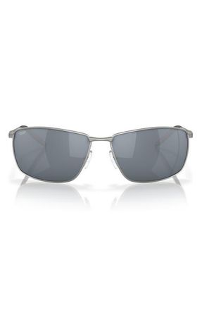 Costa Turret 63mm Oversize Polarized Irregular Sunglasses in Silver /Gray Silver 580P at Nordstrom