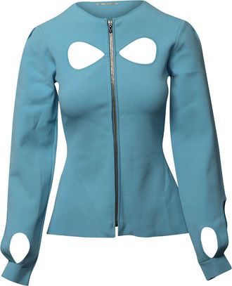 Roland Mouret Roland Mouret Cut Out Longsleeve Top in Blue Polyester