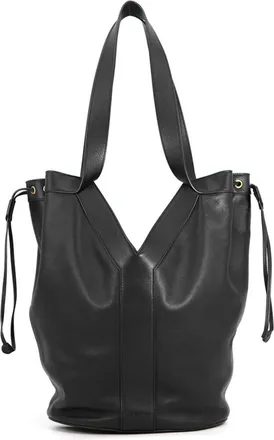Saint Laurent Black Leather Handbag Tote Bag (Pre-Owned)