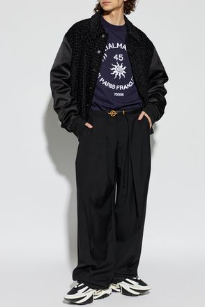 Balmain T-shirt With Logo, Mens, Navy Blue